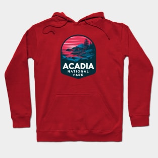 Red Sky Above Acadia National Park Emblem Hoodie